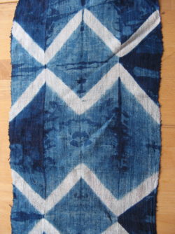 Indigo-dyed fabric with geometric patterns