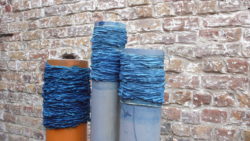indigo-dyed fabrics on tubes
