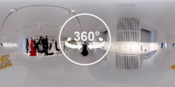 Belgian model Kim Peers walking around in the Olivier Theyskens - She walks in beauty. Viewers are able to see the exhibition in 360°