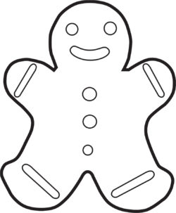 A drawing of a cookie in the shape of person.